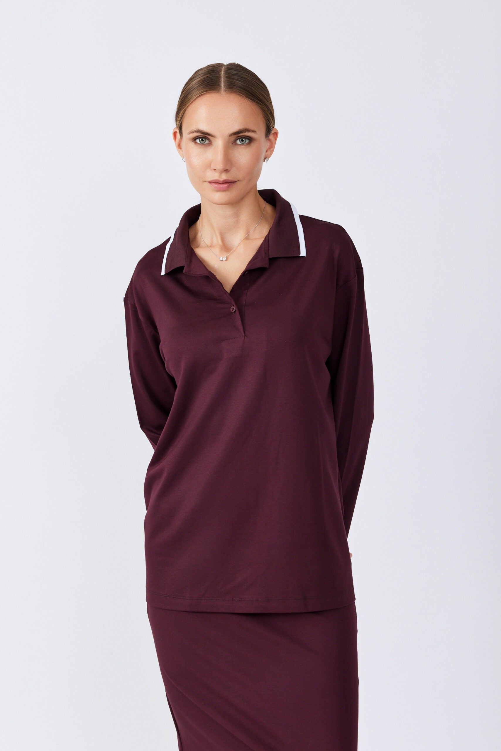 חולצת פולו ג'רסי צווארון פסים