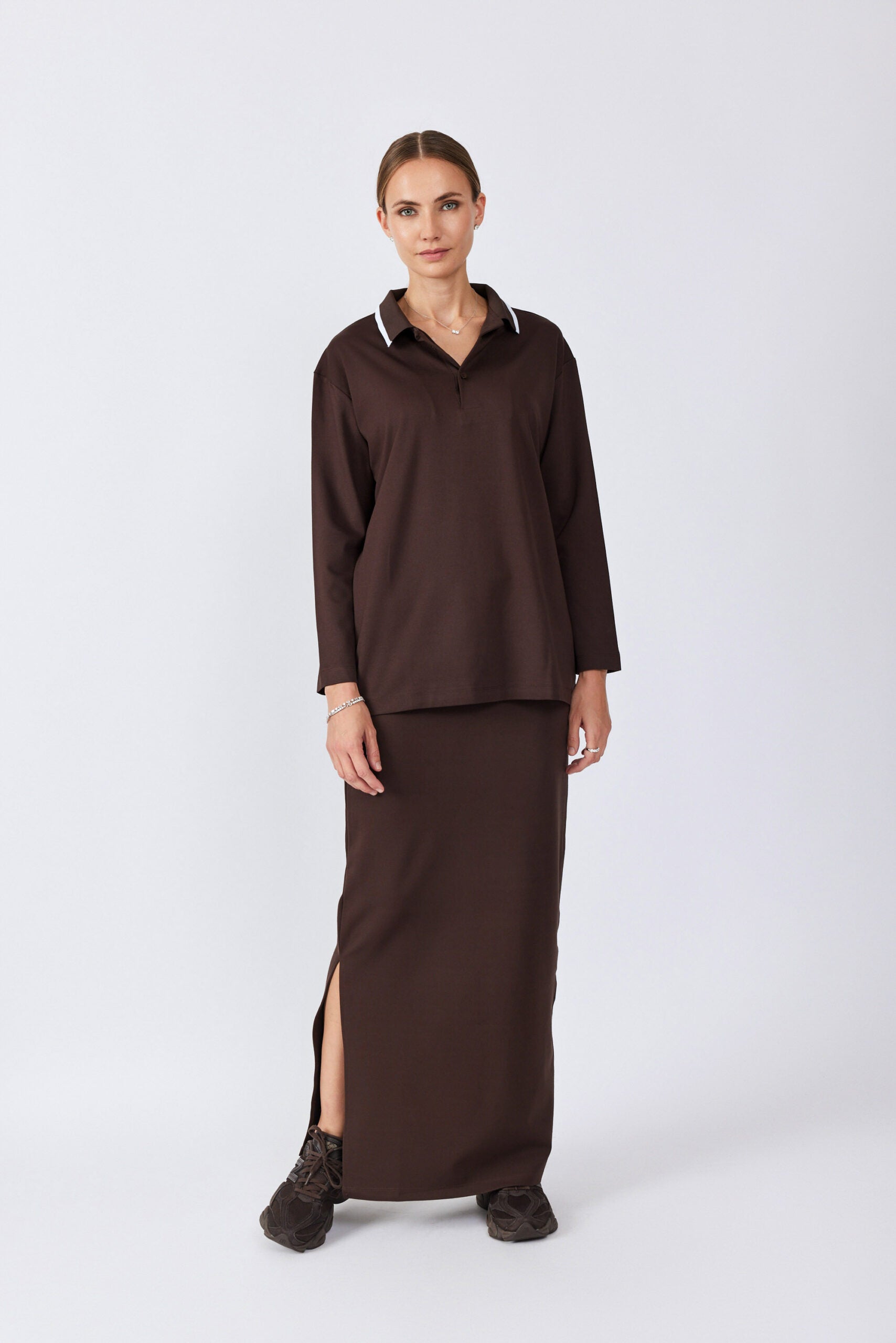 חולצת פולו ג'רסי צווארון פסים