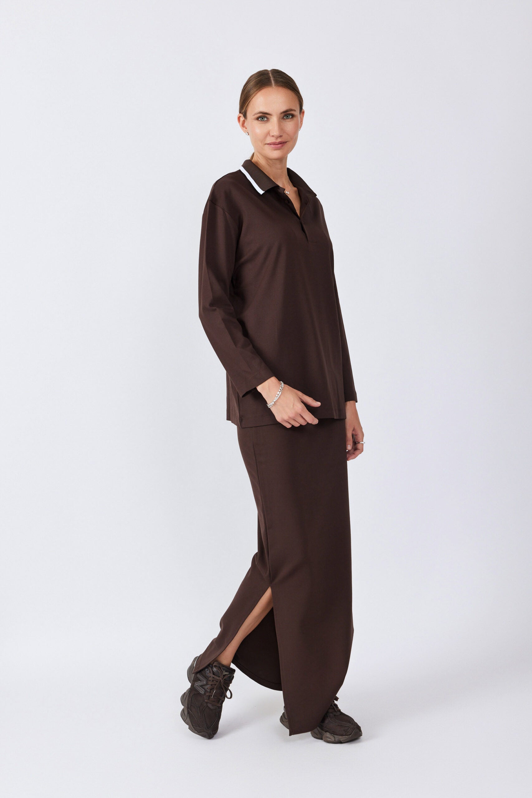 חולצת פולו ג'רסי צווארון פסים