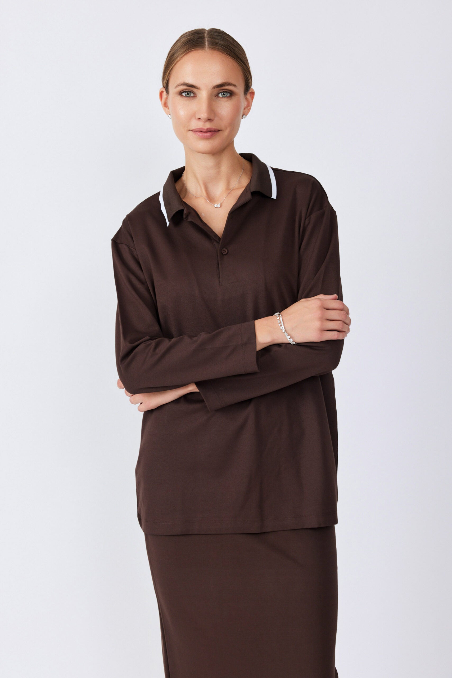 חולצת פולו ג'רסי צווארון פסים