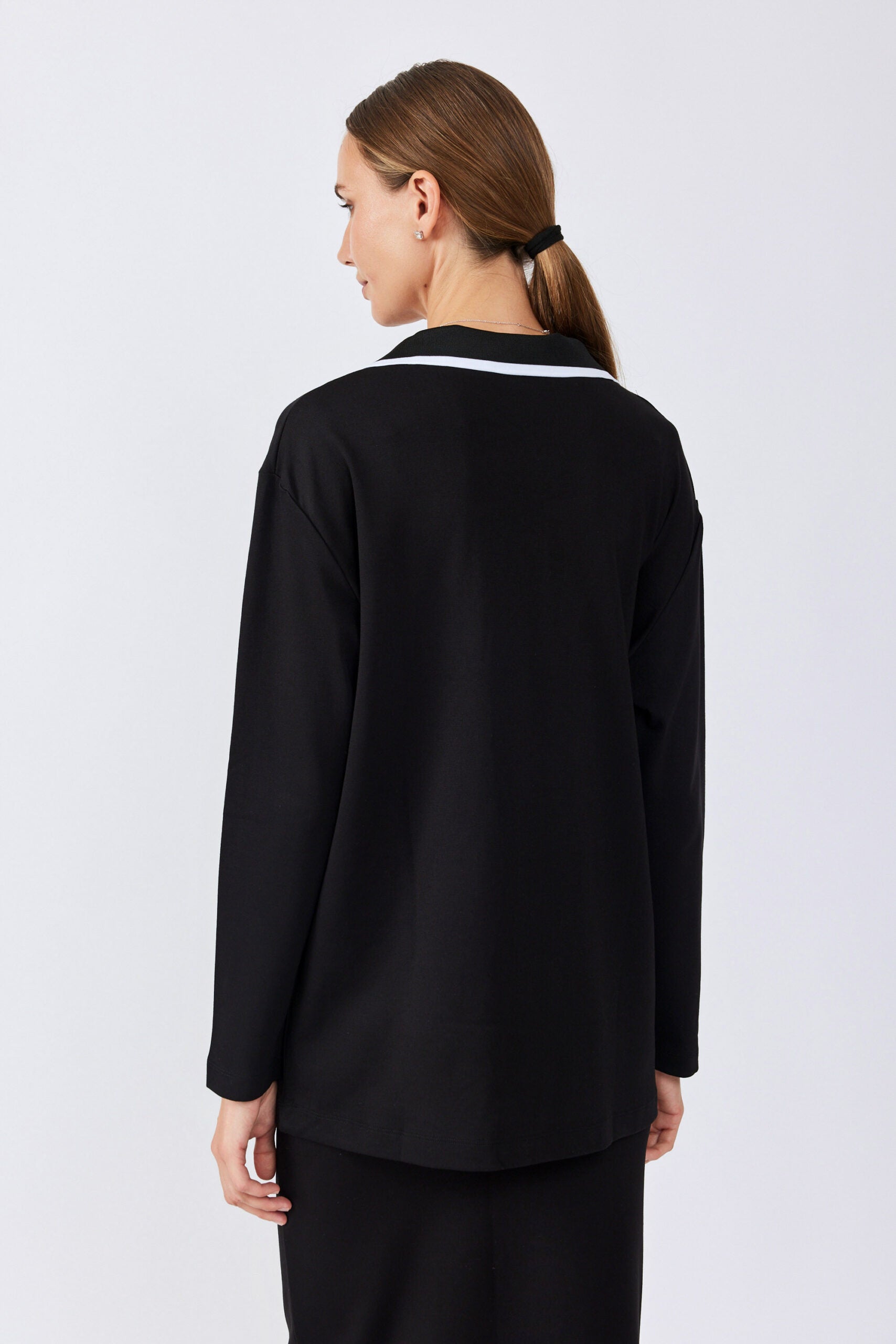 חולצת פולו ג'רסי צווארון פסים