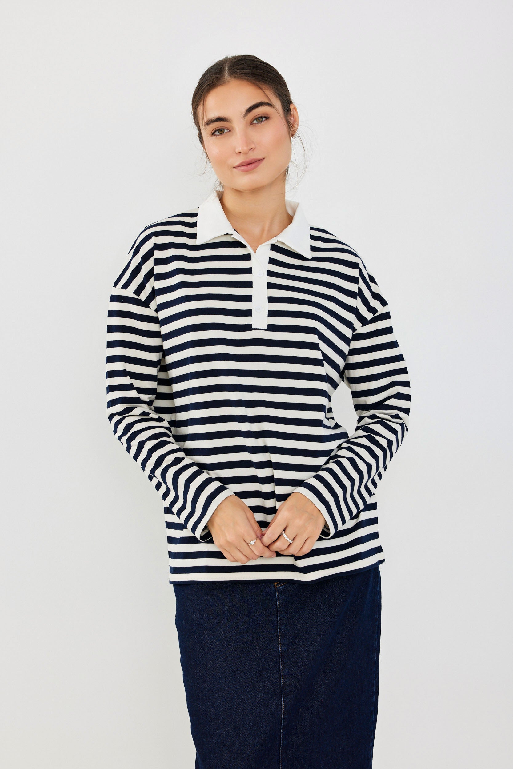 חולצת פולו פסים ביג