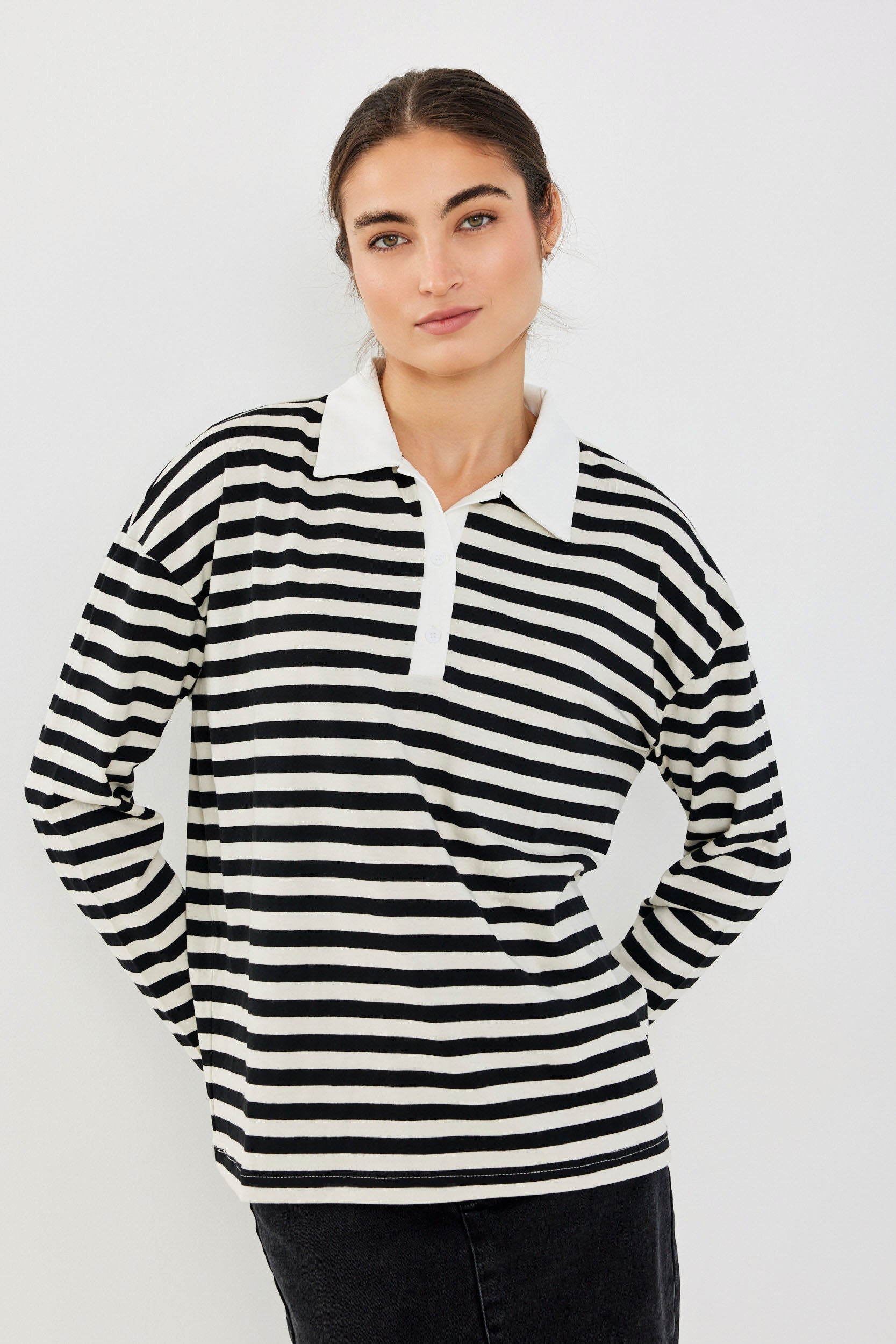 חולצת פולו פסים ביג