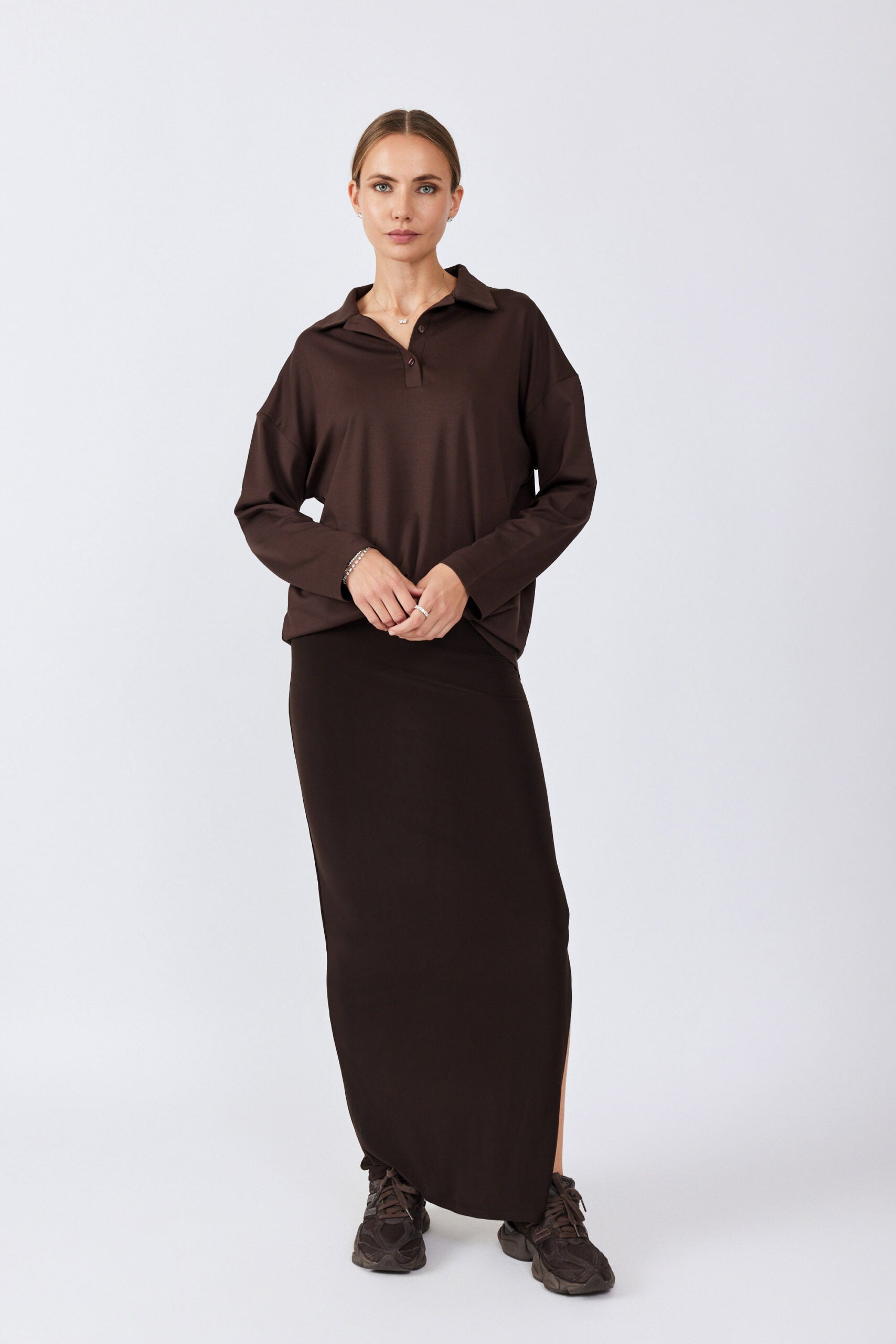 חצאית נאון מקסי+ שסע