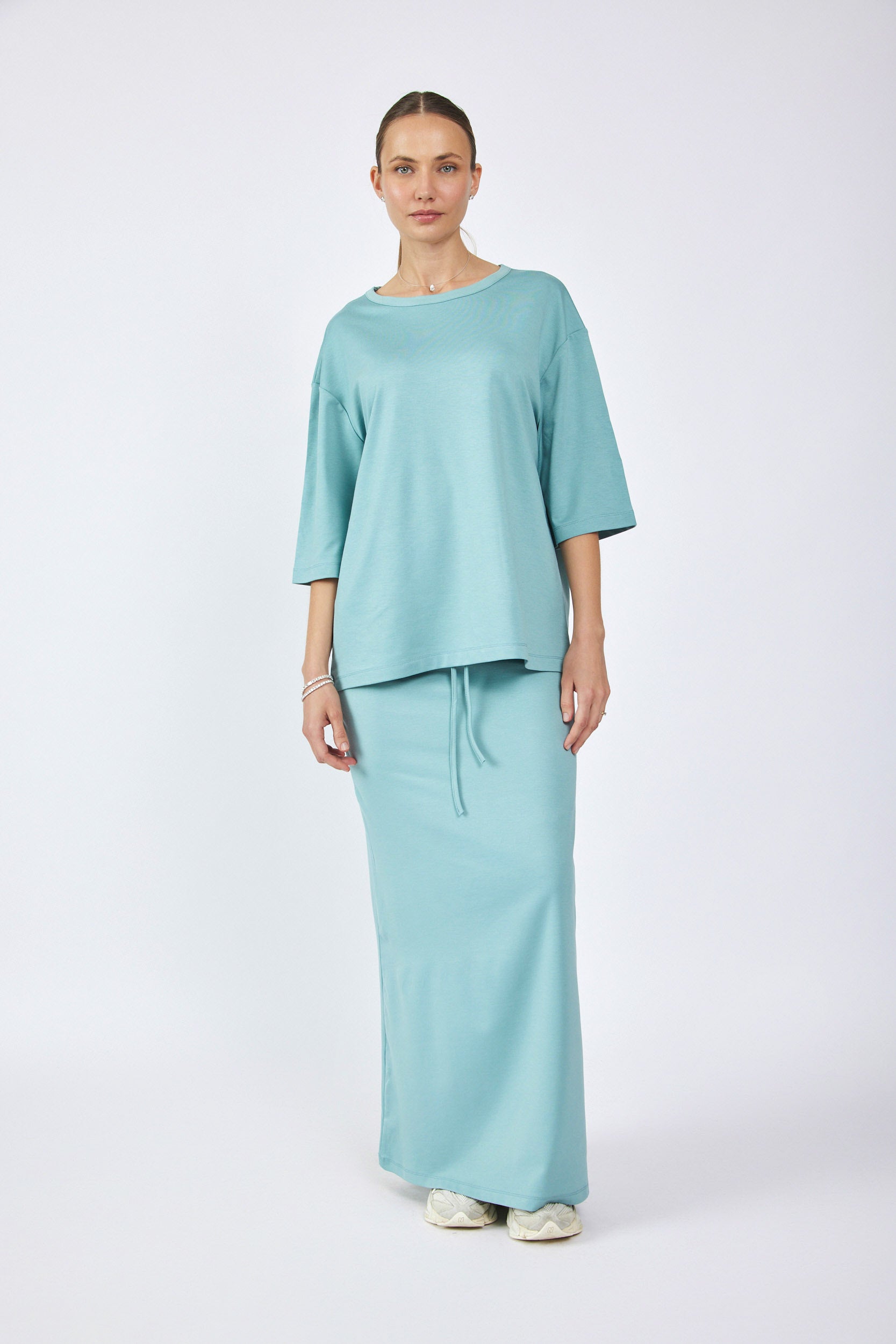 חצאית ג'רסי מקסי + שרוך