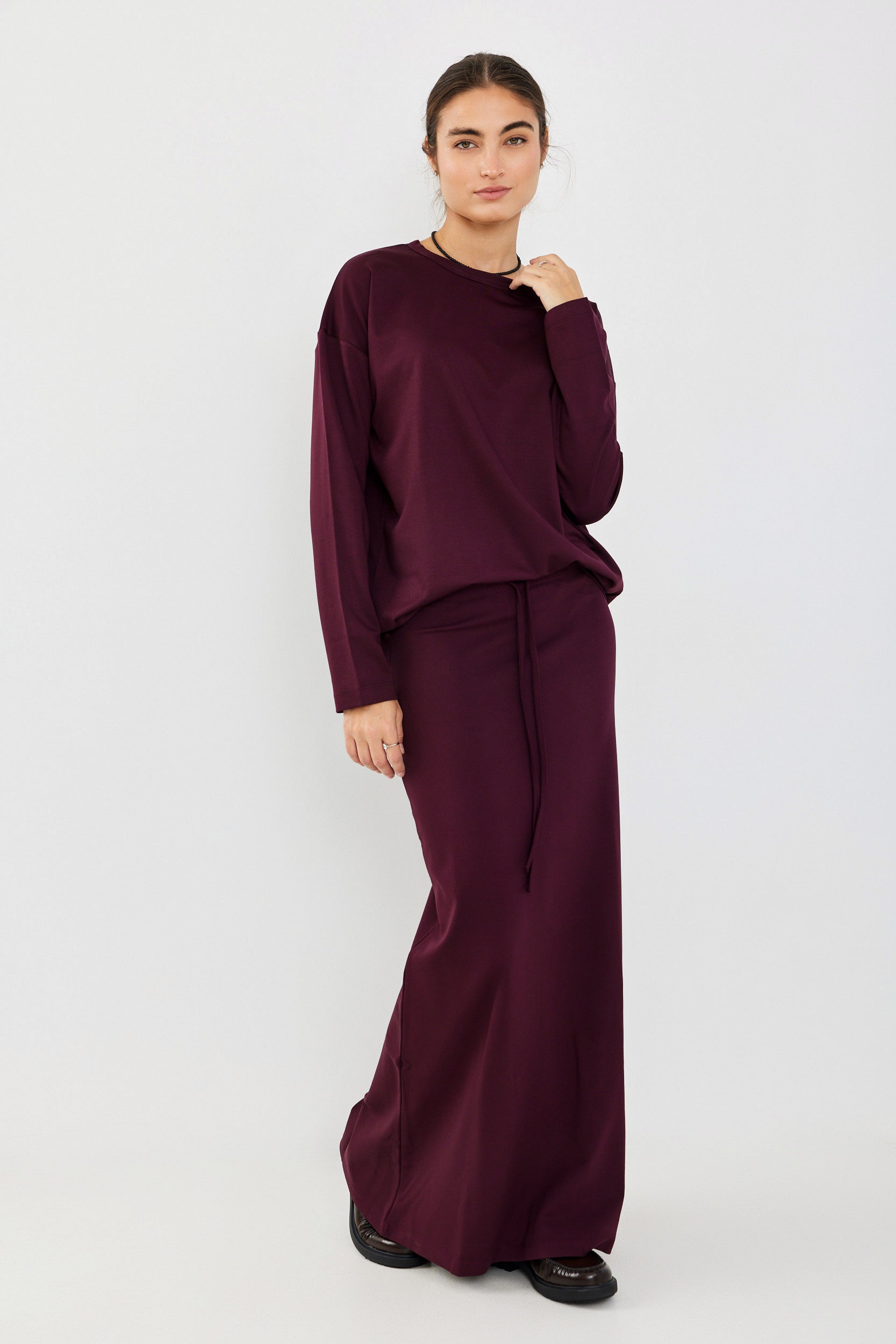 חצאית ג'רסי מקסי + שרוך