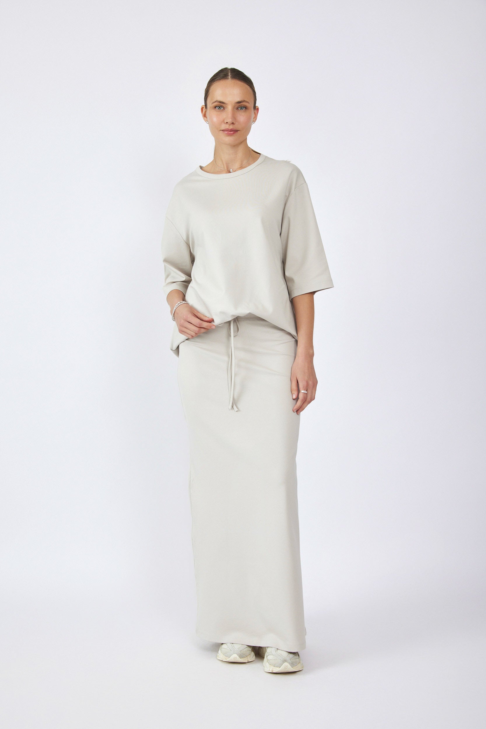 חצאית ג'רסי מקסי + שרוך