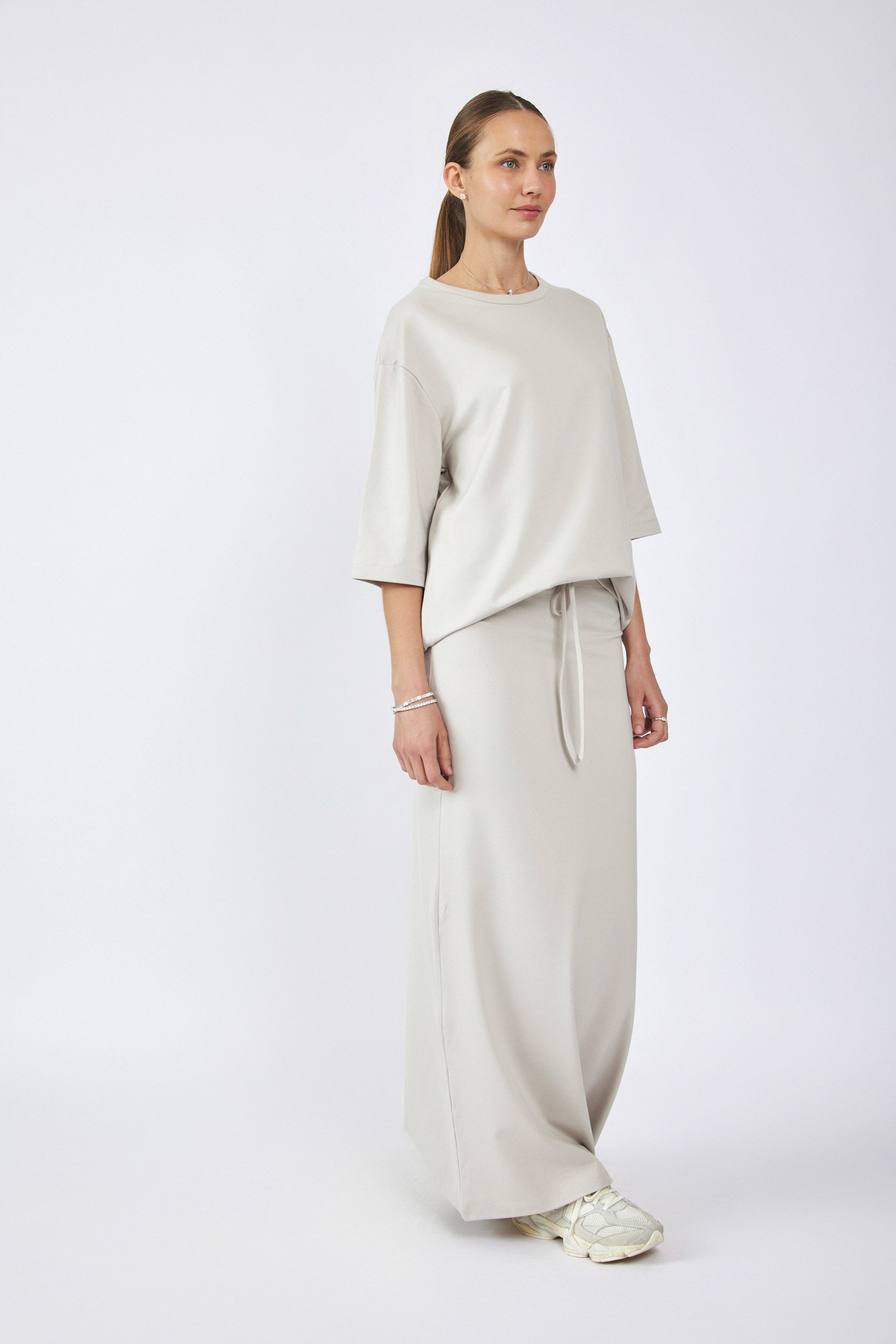 חצאית ג'רסי מקסי + שרוך