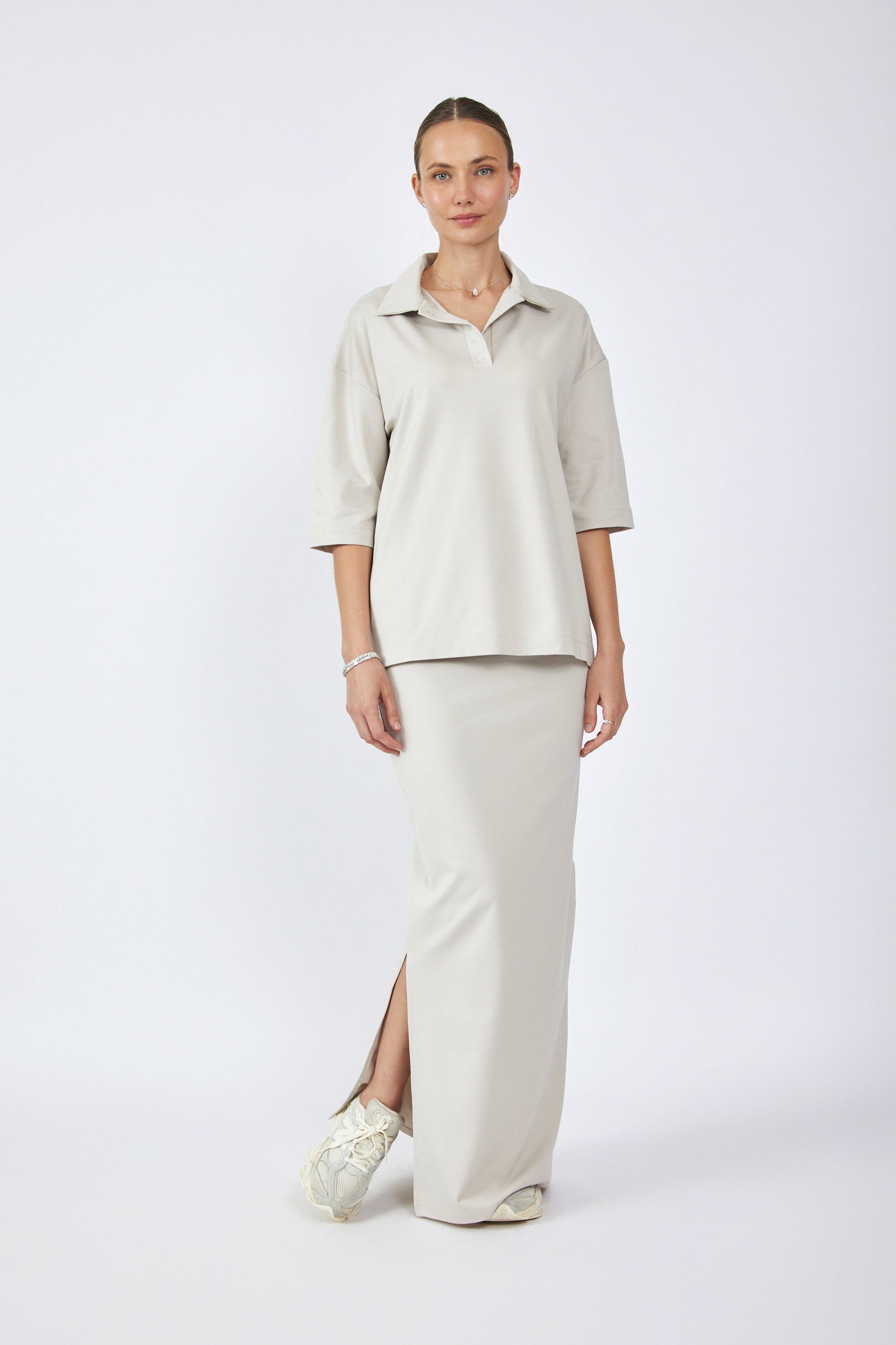 חצאית ג'רסי מקסי+ שסע