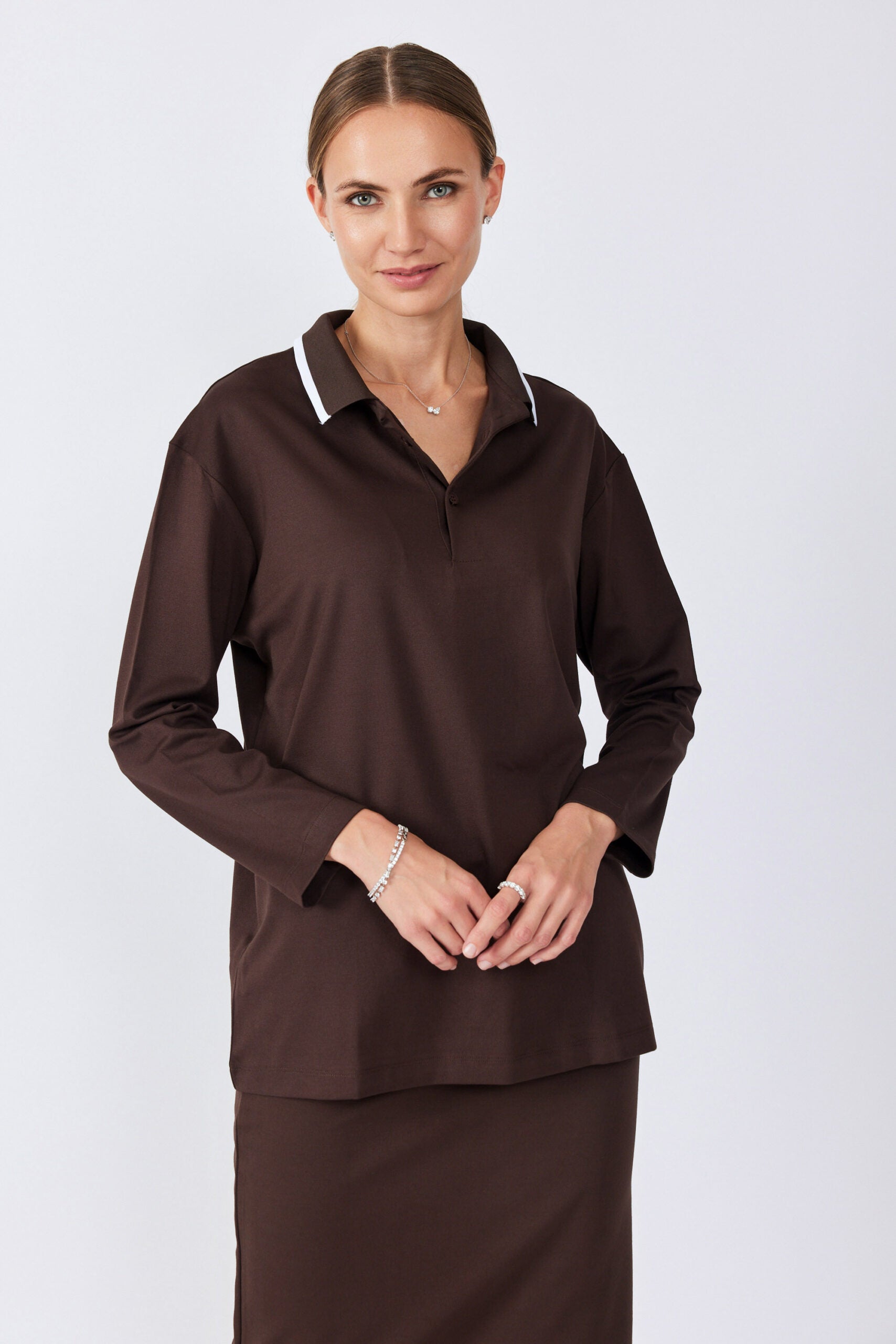 חולצת פולו ג'רסי צווארון פסים