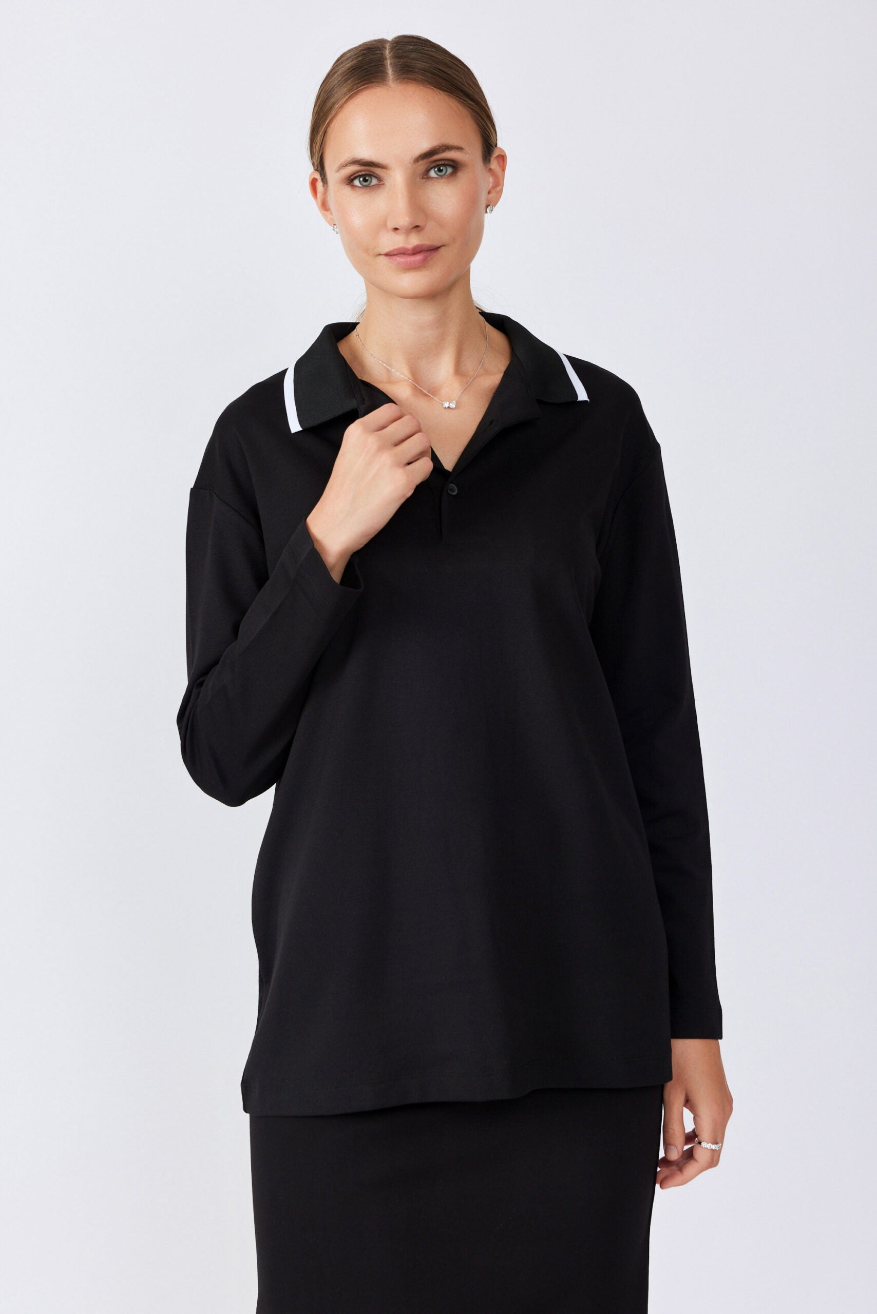 חולצת פולו ג'רסי צווארון פסים