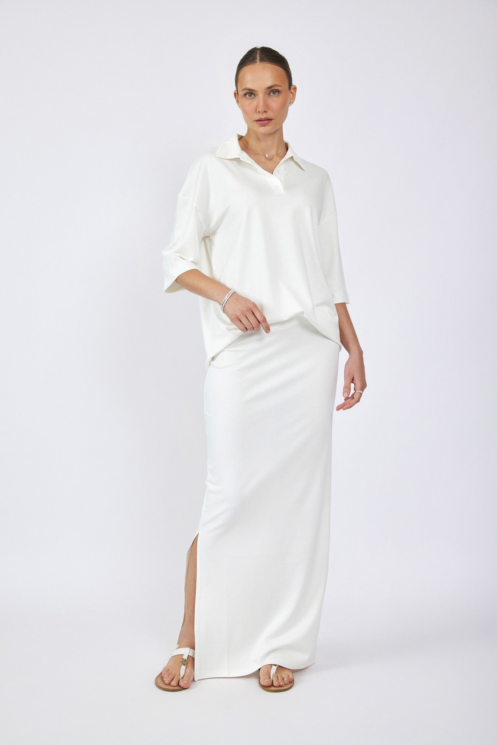 חצאית ג'רסי מקסי+ שסע