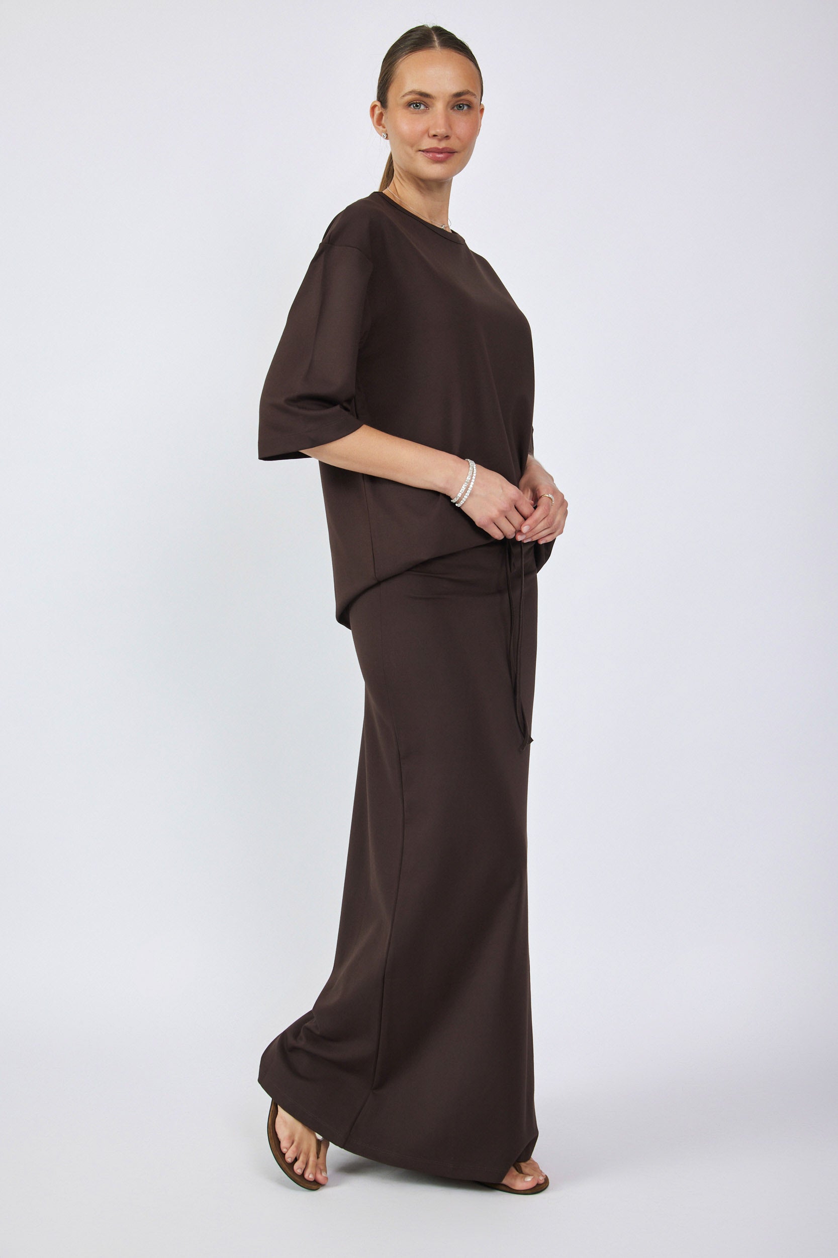 חצאית ג'רסי מקסי + שרוך