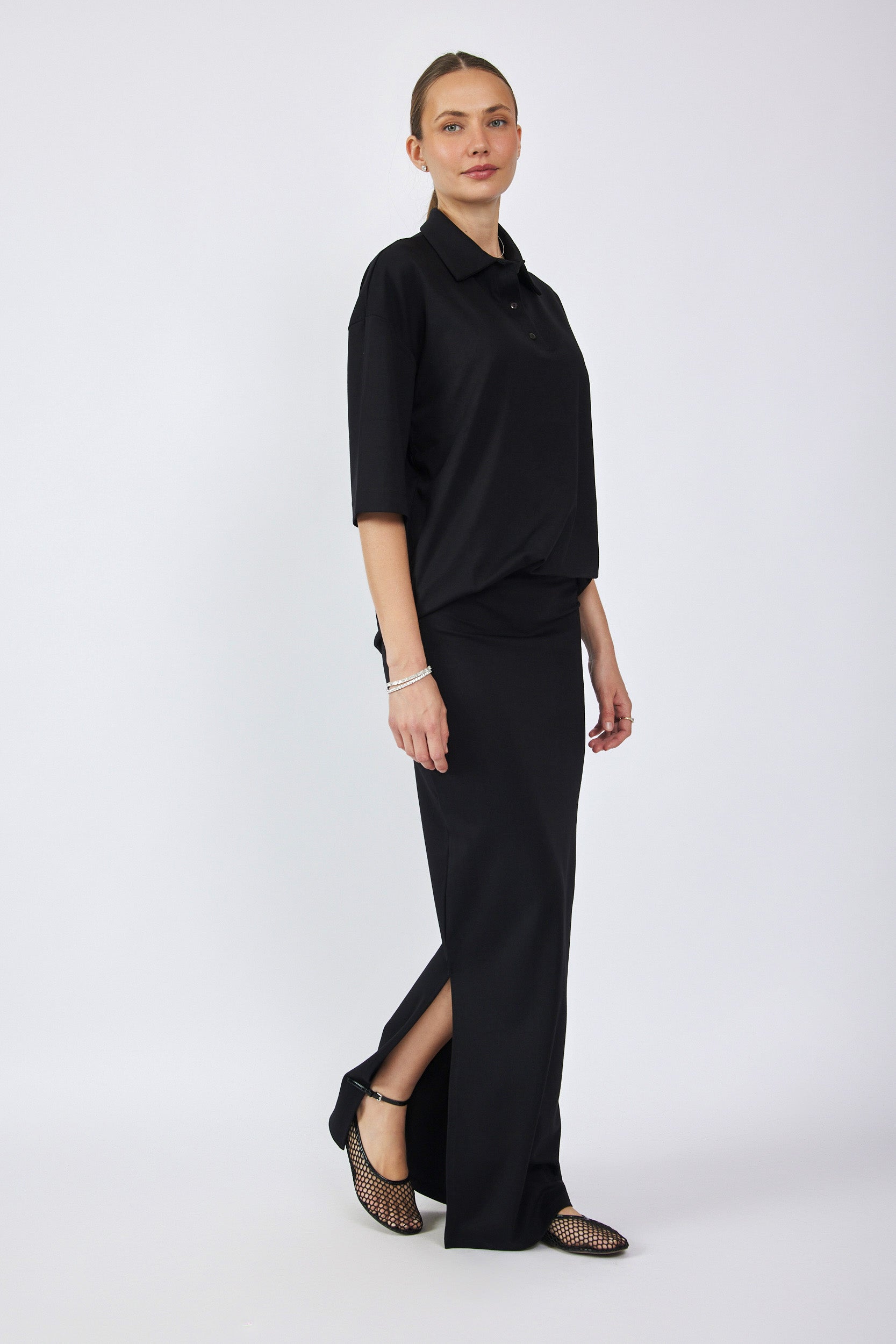 חצאית ג'רסי מקסי+ שסע