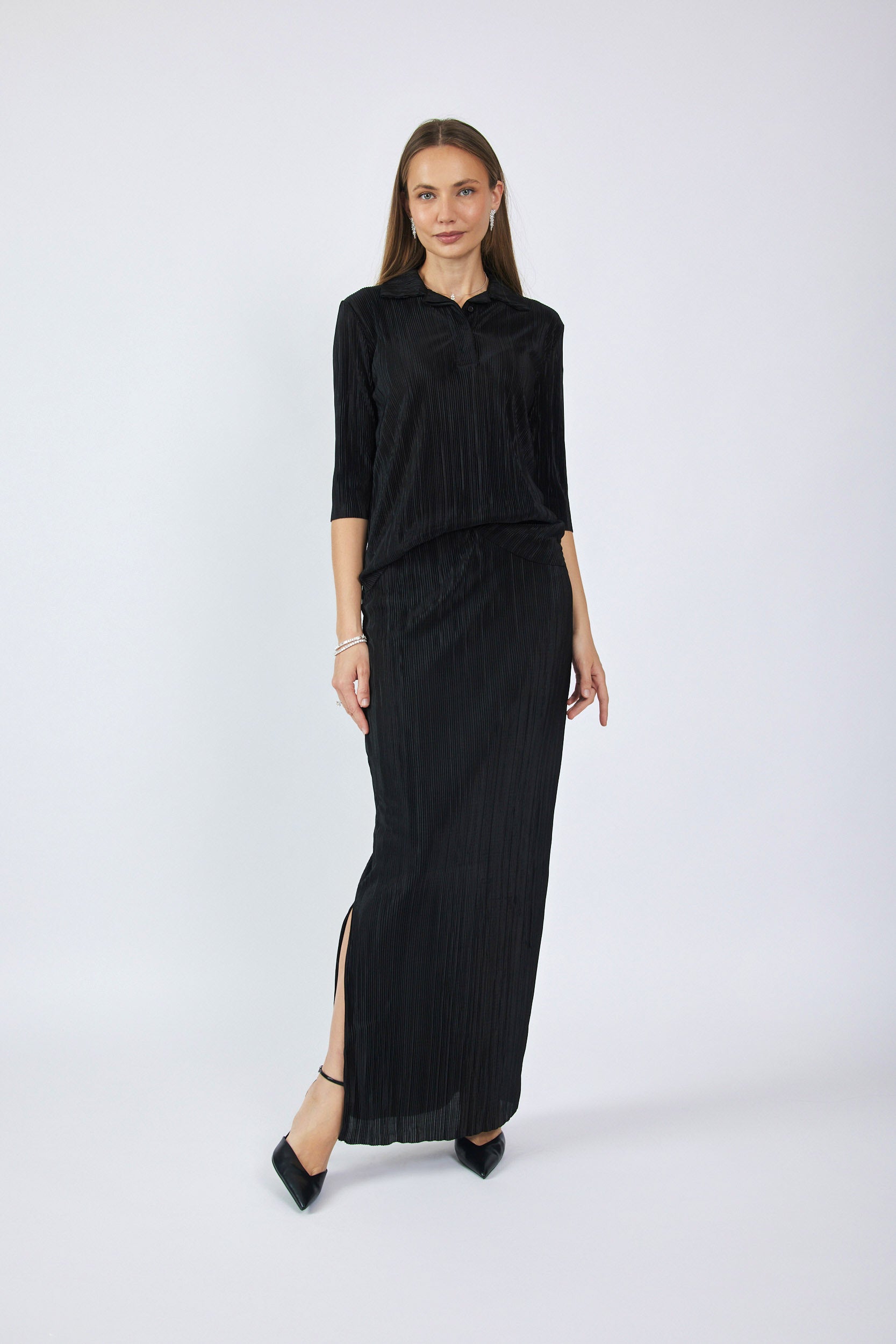 חולצת פולו פליסה כפתורים נסתרים