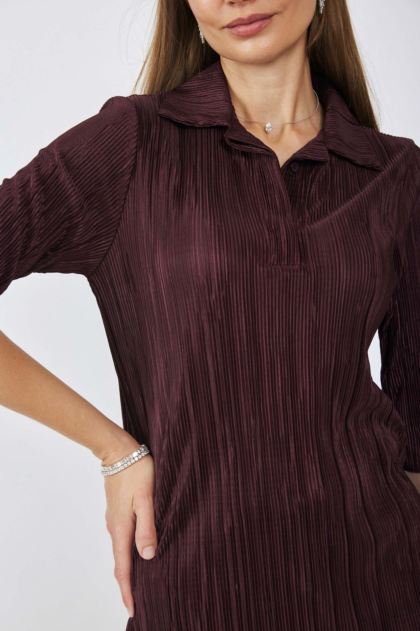 חולצת פולו פליסה כפתורים נסתרים