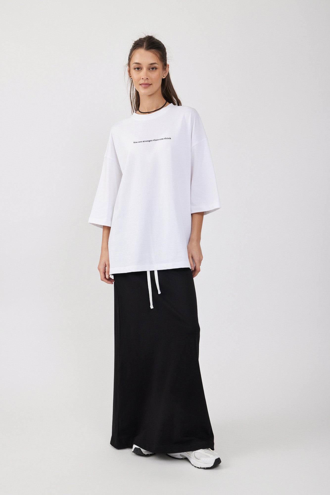 חצאית רוגבי מקסי שרוך לבן