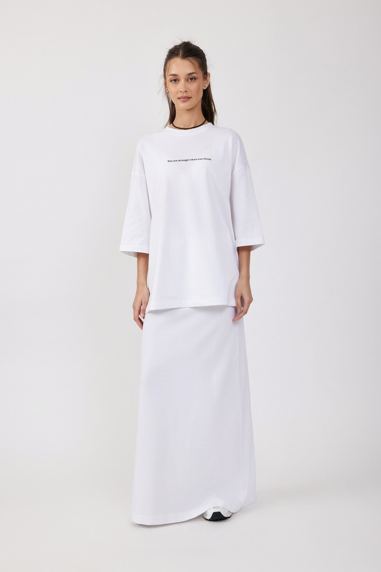 חצאית רוגבי מקסי שרוך לבן