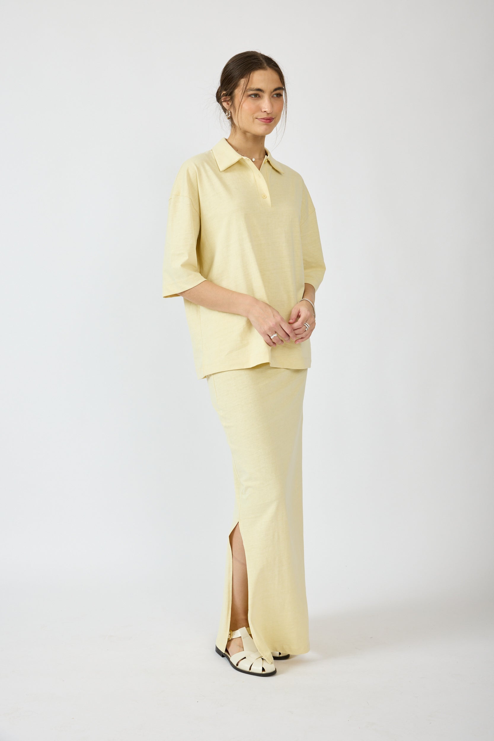 חצאית פיגמנט מקסי + שסע