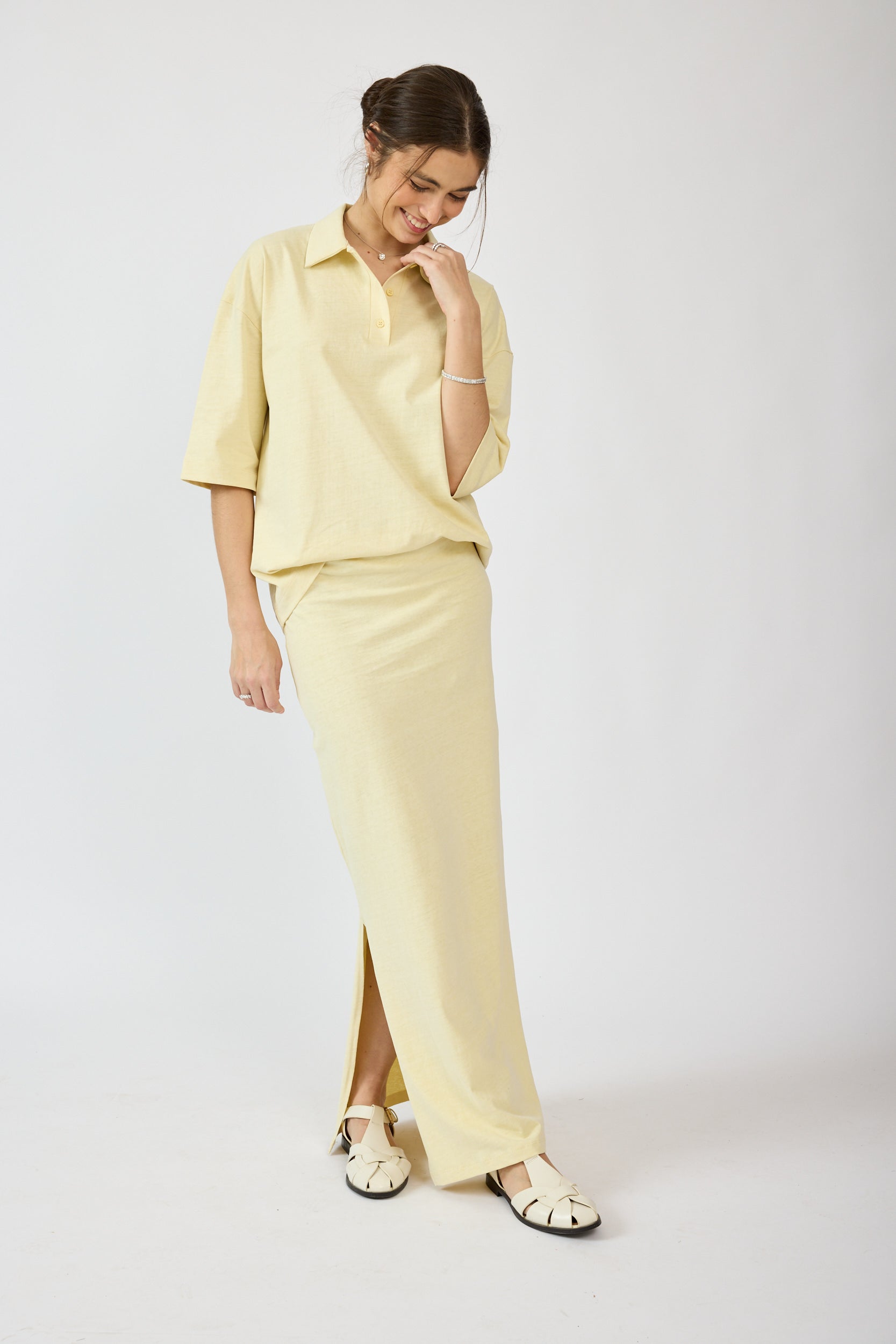 חצאית פיגמנט מקסי + שסע