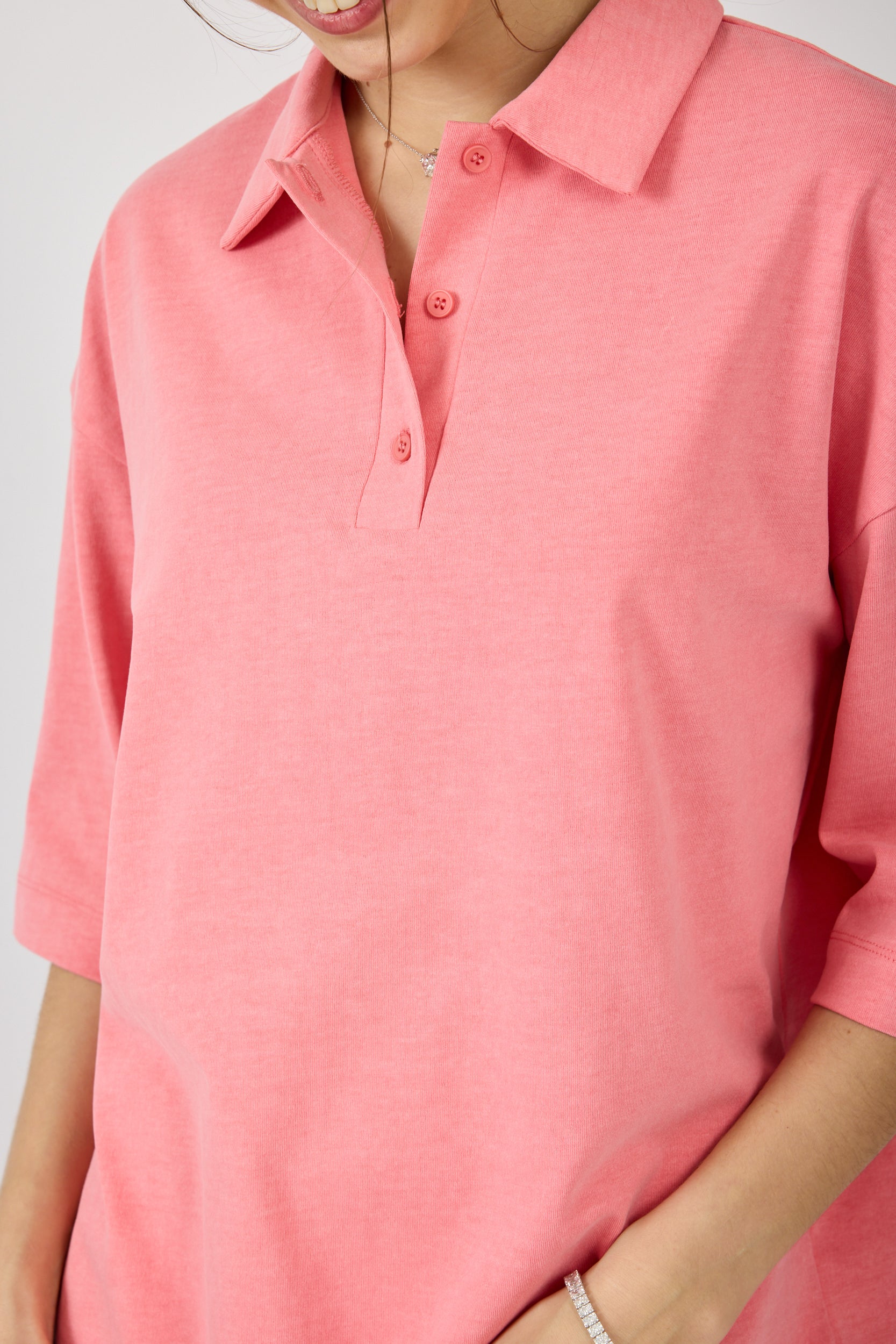 חולצת פולו פיגמנט שרוול 3/4