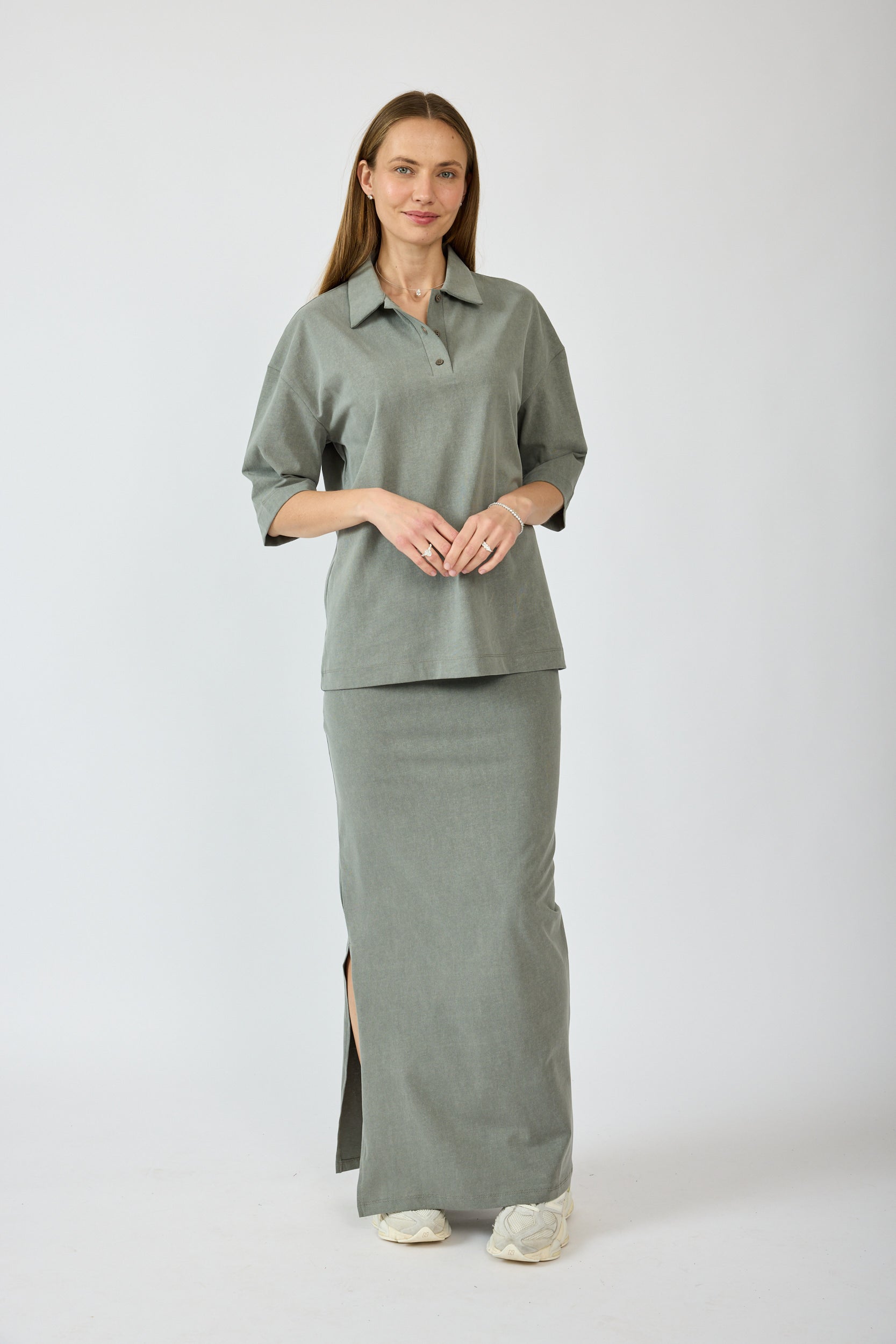 חצאית פיגמנט מקסי + שסע