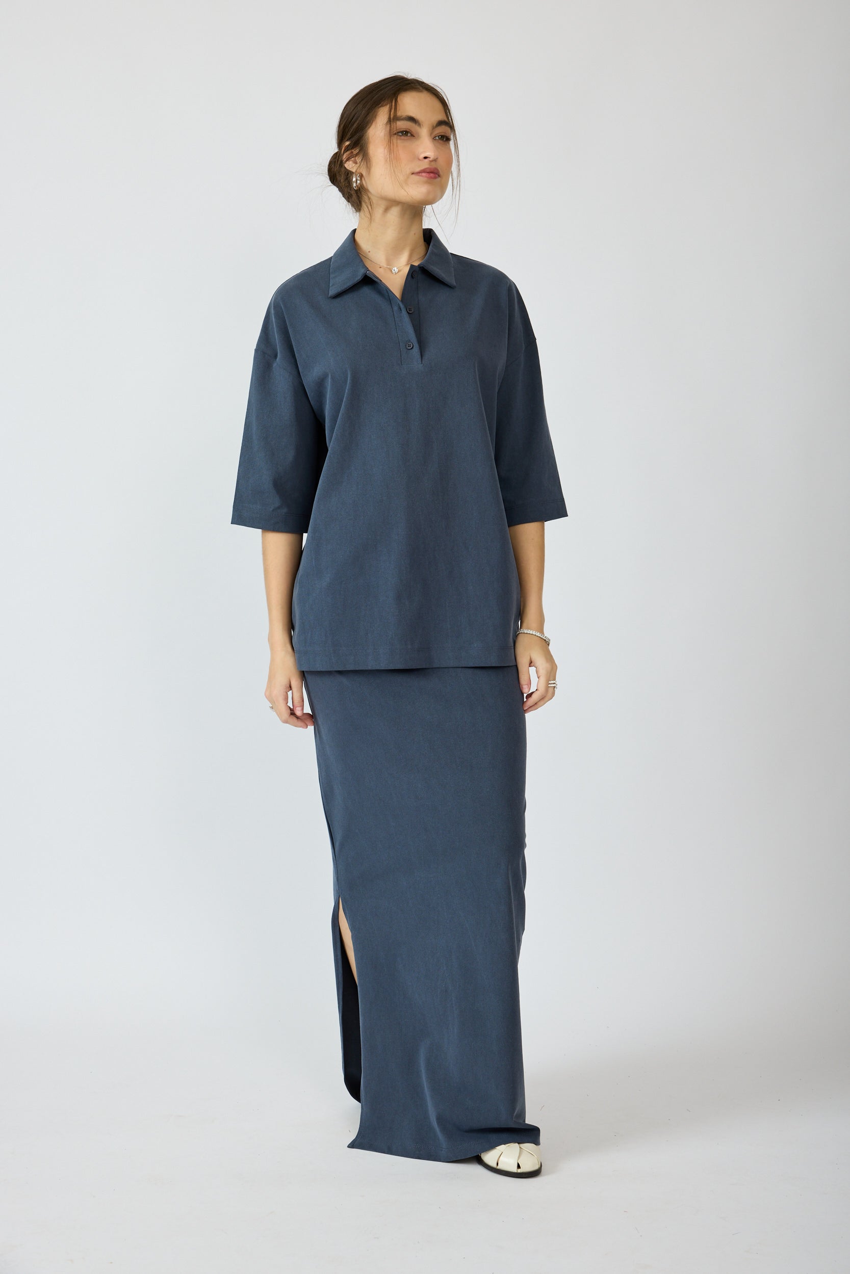 חצאית פיגמנט מקסי + שסע