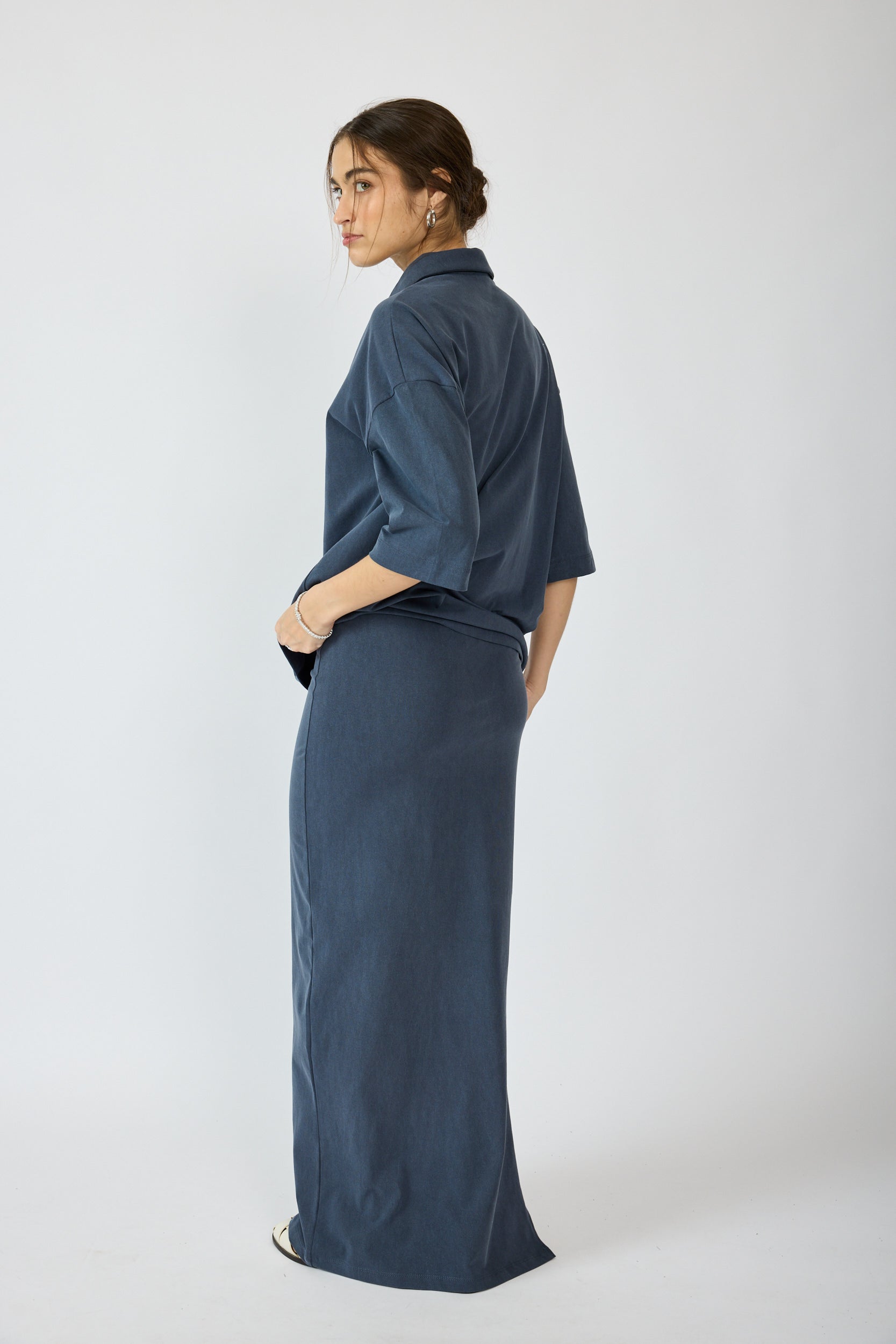 חולצת פולו פיגמנט שרוול 3/4