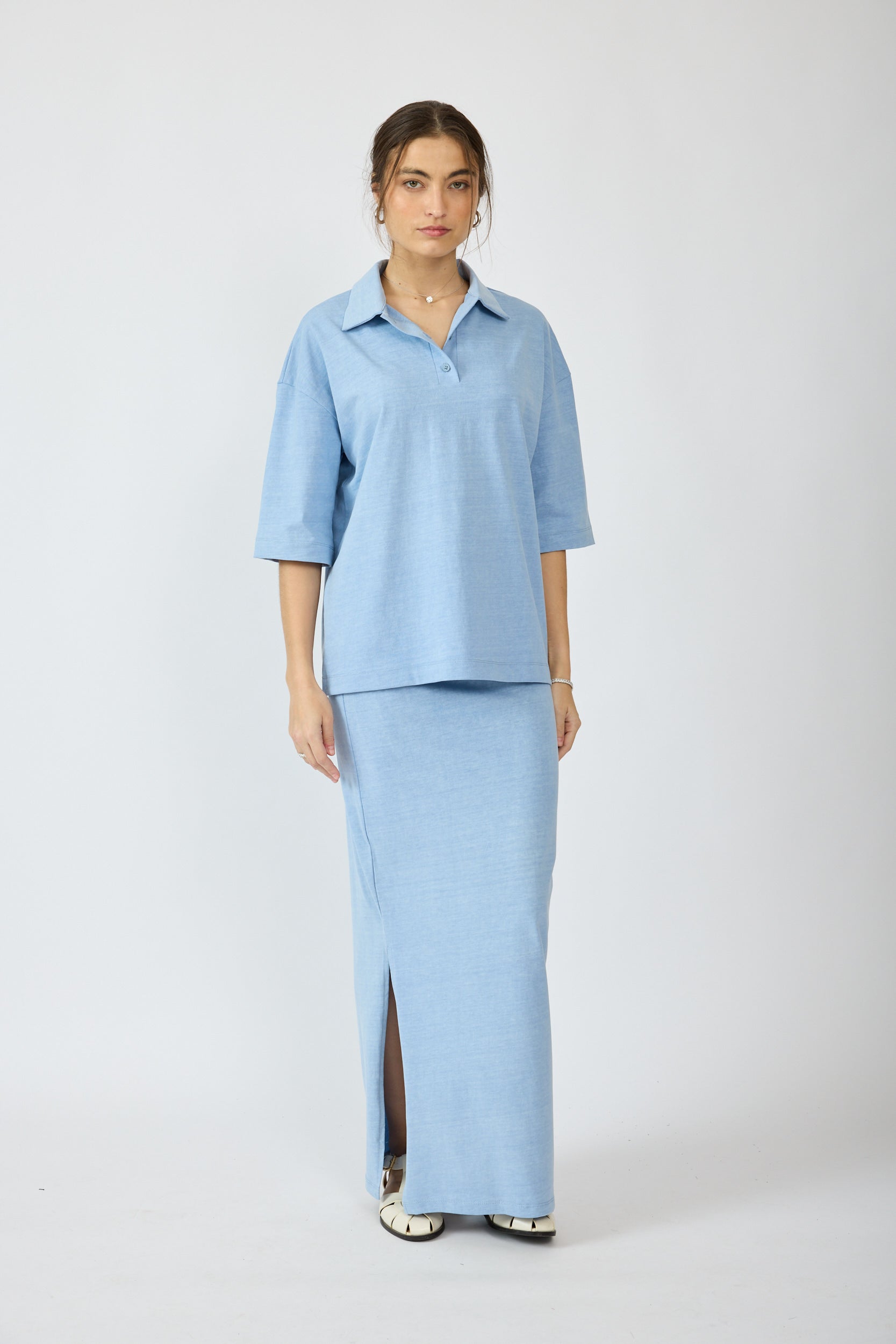 חצאית פיגמנט מקסי + שסע