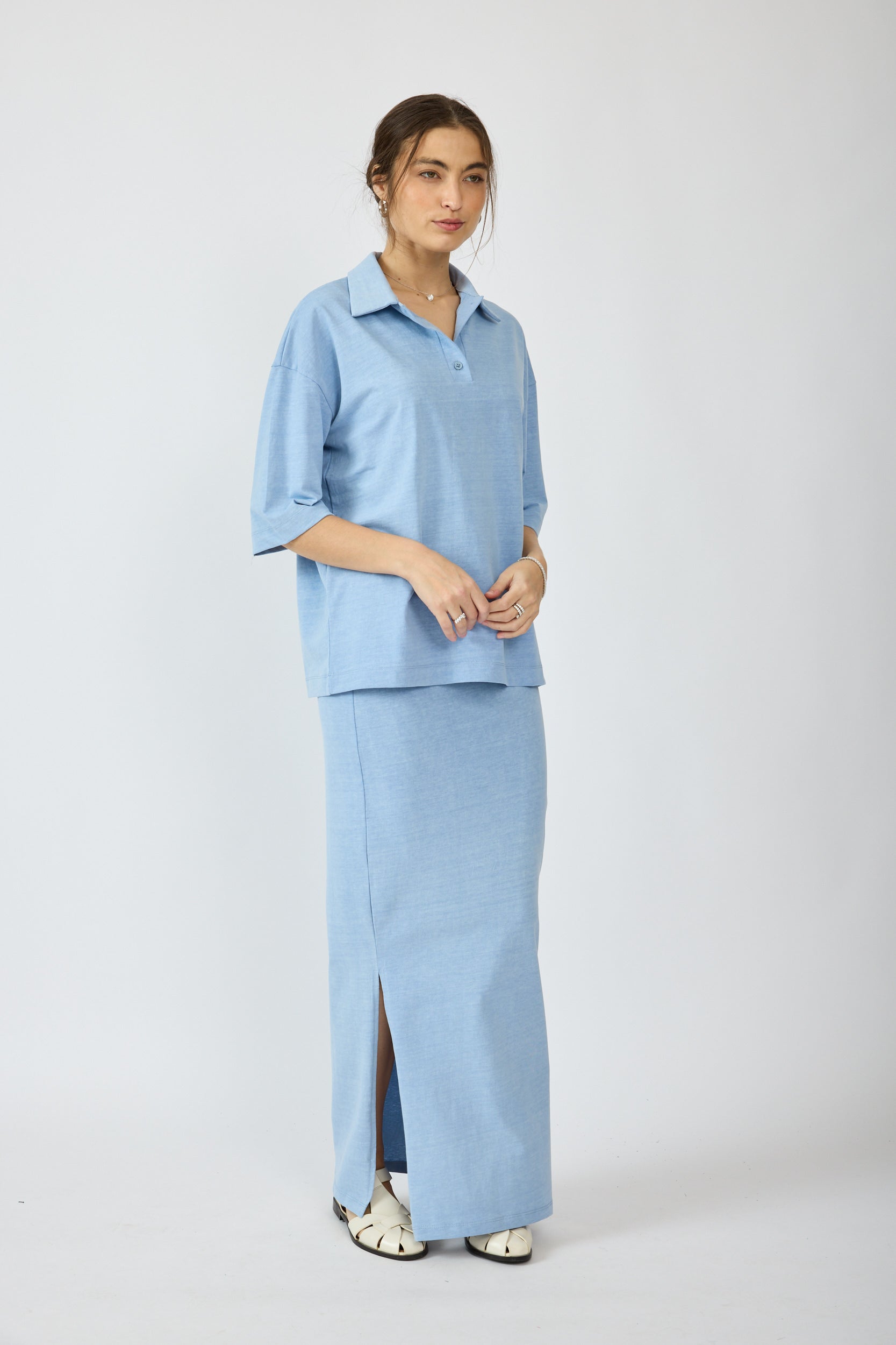 חצאית פיגמנט מקסי + שסע